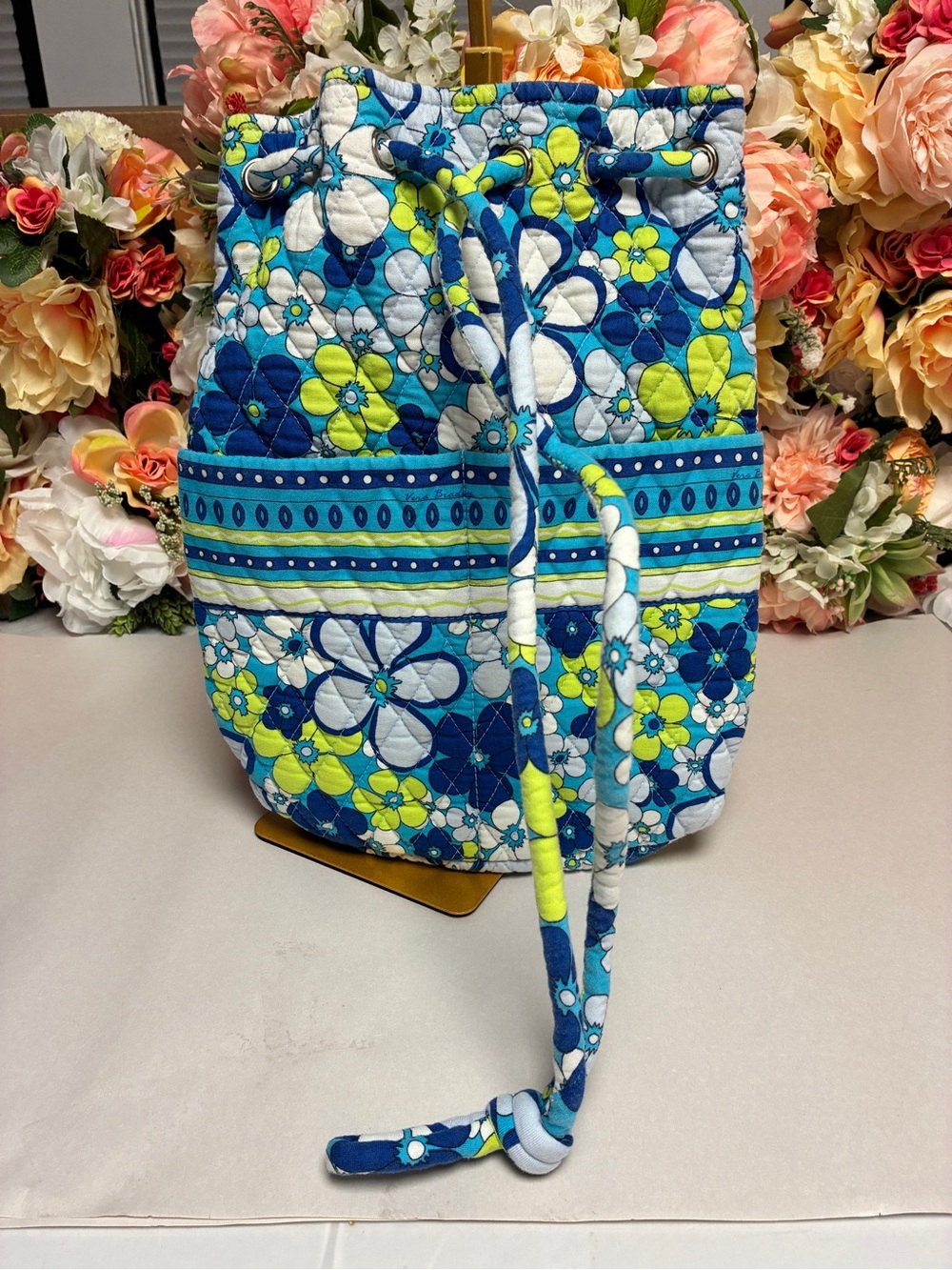 Vera Bradley Blue Lagoon Quick Draw Crossbody Retired Quilted Cotton Floral